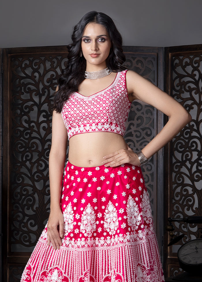 Pink Georgette Readymade Lehenga With Dupatta