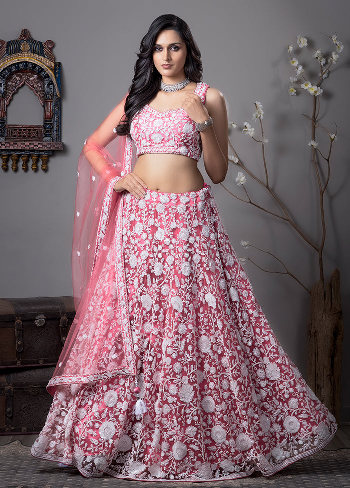 Peach Georgette Readymade Lehenga With Dupatta