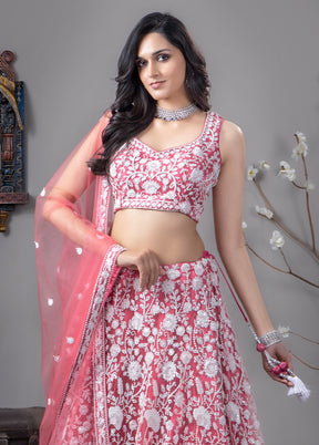 Peach Georgette Readymade Lehenga With Dupatta