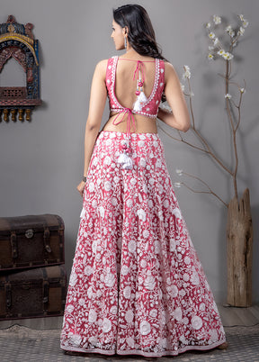 Peach Georgette Readymade Lehenga With Dupatta