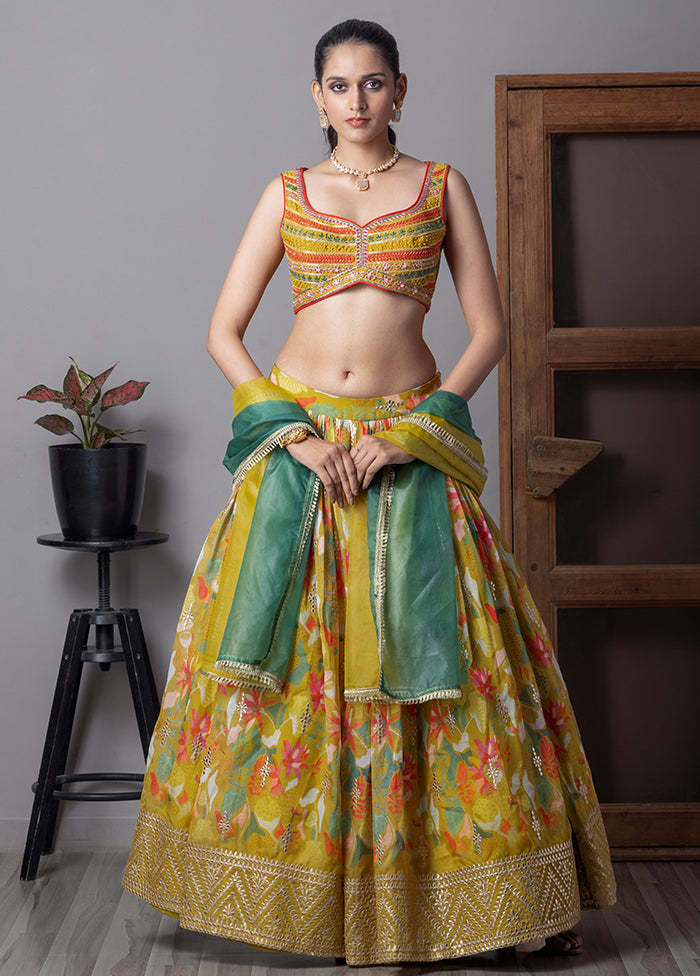 Mustard Silk Readymade Lehenga With Dupatta