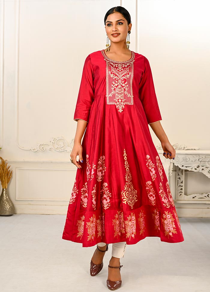 Red Readymade Cotton Kurti