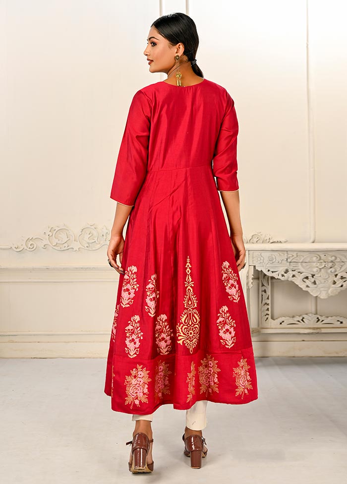 Red Readymade Cotton Kurti