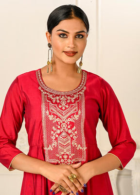 Red Readymade Cotton Kurti