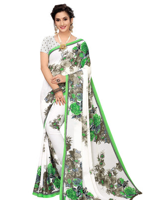 Green Georgette Saree With Blouse Piece - Indian Silk House Agencies