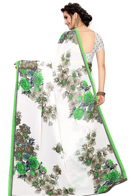 Green Georgette Saree With Blouse Piece - Indian Silk House Agencies