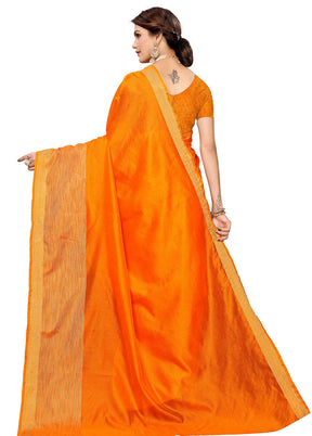 Orange Cotton Saree With Blouse Piece - Indian Silk House Agencies