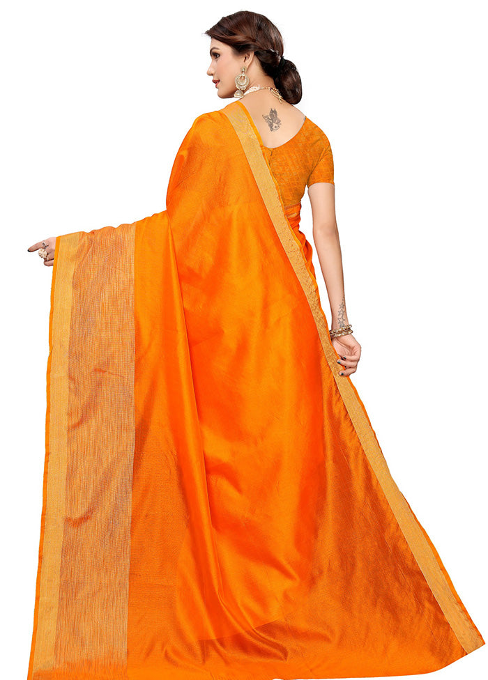 Orange Cotton Saree With Blouse Piece - Indian Silk House Agencies