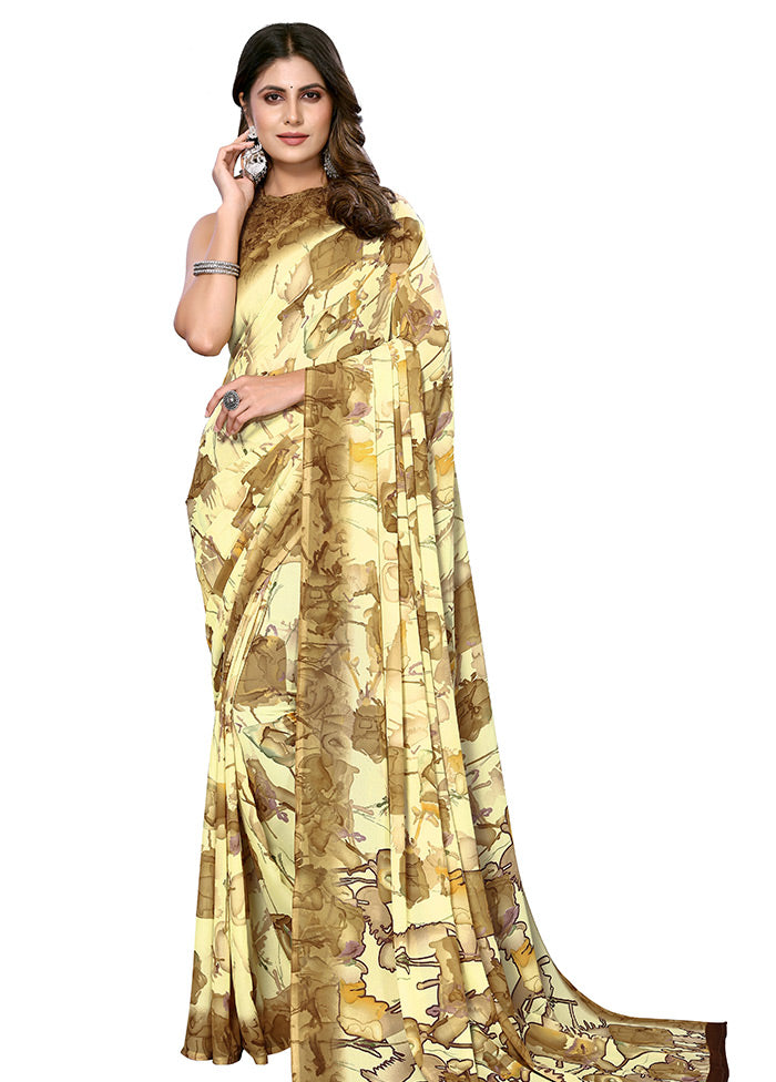 Yellow Silk Saree With Blouse Piece - Indian Silk House Agencies