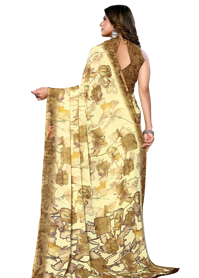 Yellow Silk Saree With Blouse Piece - Indian Silk House Agencies