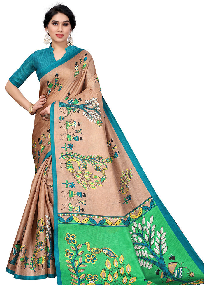 Brown Dupion Silk Saree With Blouse Piece - Indian Silk House Agencies