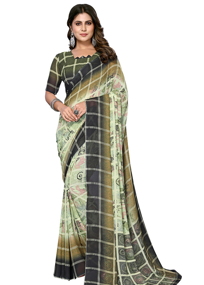 Green Silk Saree With Blouse Piece - Indian Silk House Agencies