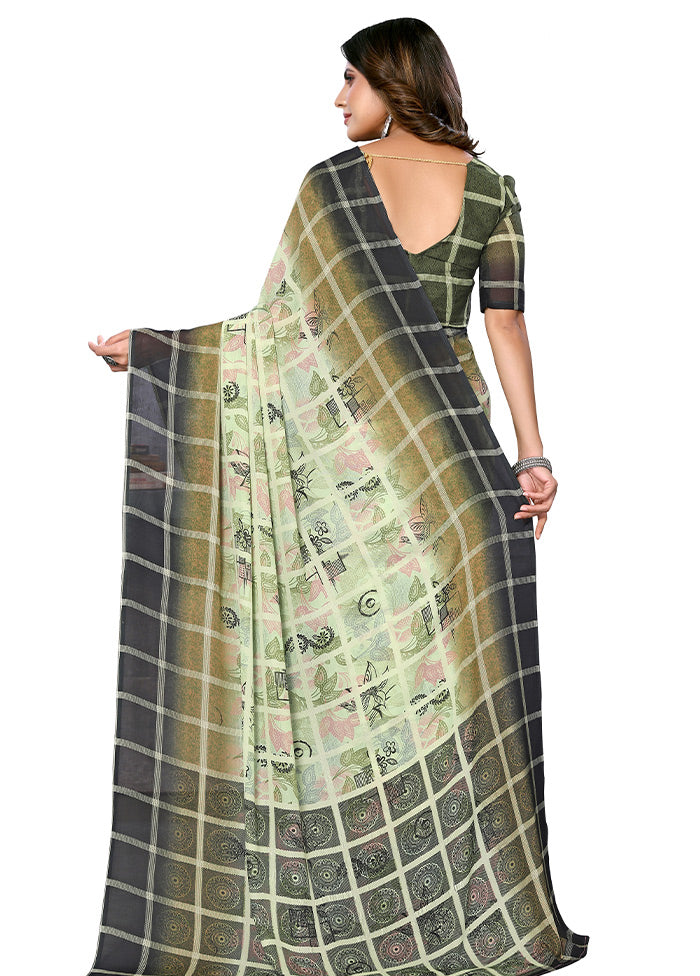 Green Silk Saree With Blouse Piece - Indian Silk House Agencies