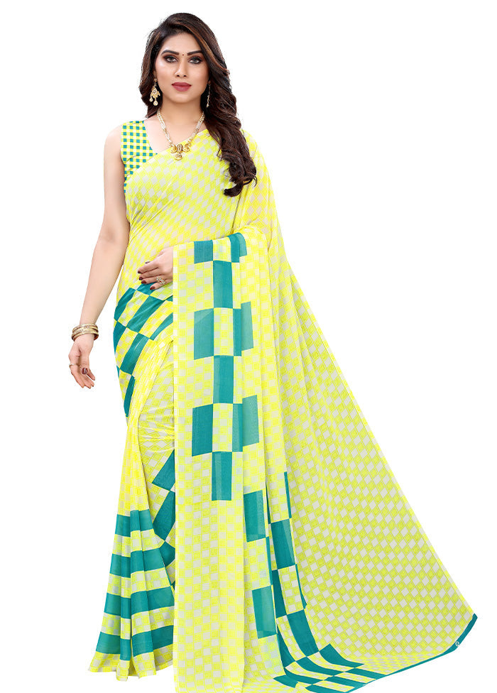 Yellow Georgette Saree With Blouse Piece - Indian Silk House Agencies