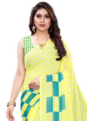 Yellow Georgette Saree With Blouse Piece - Indian Silk House Agencies