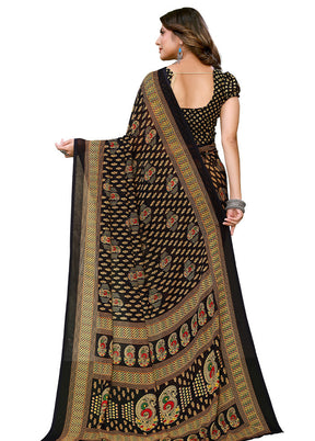 Black Silk Saree With Blouse Piece - Indian Silk House Agencies