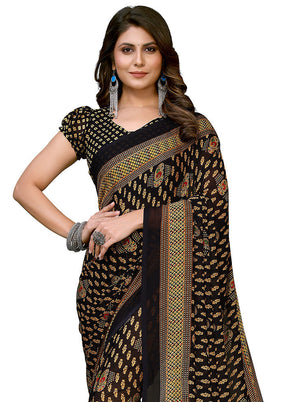 Black Silk Saree With Blouse Piece - Indian Silk House Agencies