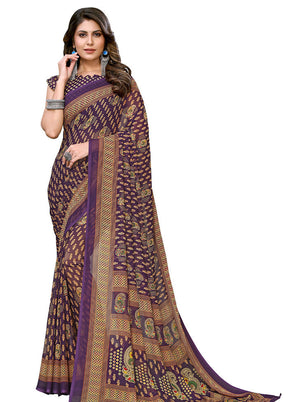 Purple Silk Saree With Blouse Piece - Indian Silk House Agencies