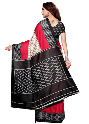 Black Dupion Silk Saree With Blouse Piece - Indian Silk House Agencies