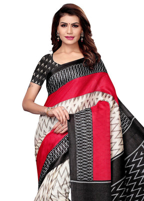 Black Dupion Silk Saree With Blouse Piece - Indian Silk House Agencies