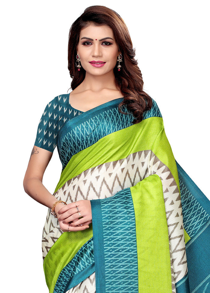 Rama Dupion Silk Saree With Blouse Piece - Indian Silk House Agencies