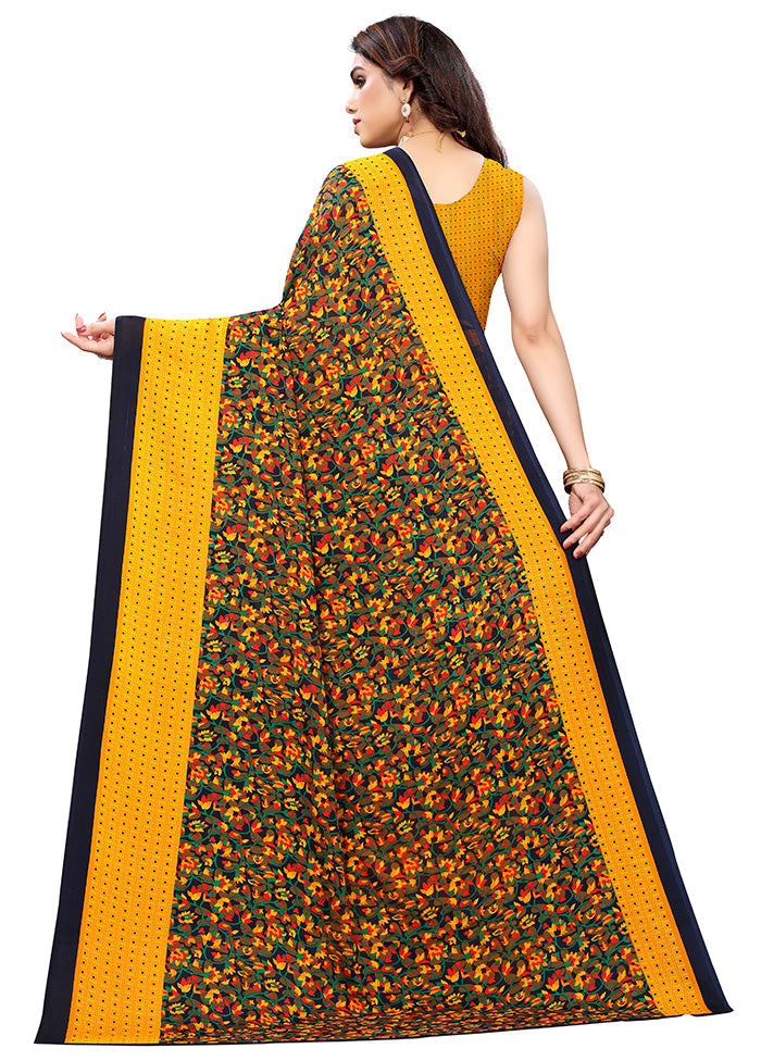 Yellow Georgette Saree With Blouse Piece - Indian Silk House Agencies