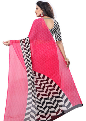 Pink Georgette Saree With Blouse Piece - Indian Silk House Agencies