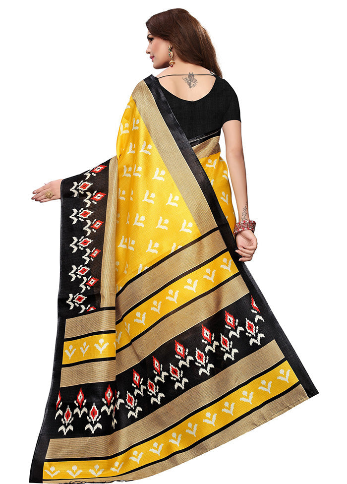 Yellow Dupion Silk Saree With Blouse Piece - Indian Silk House Agencies