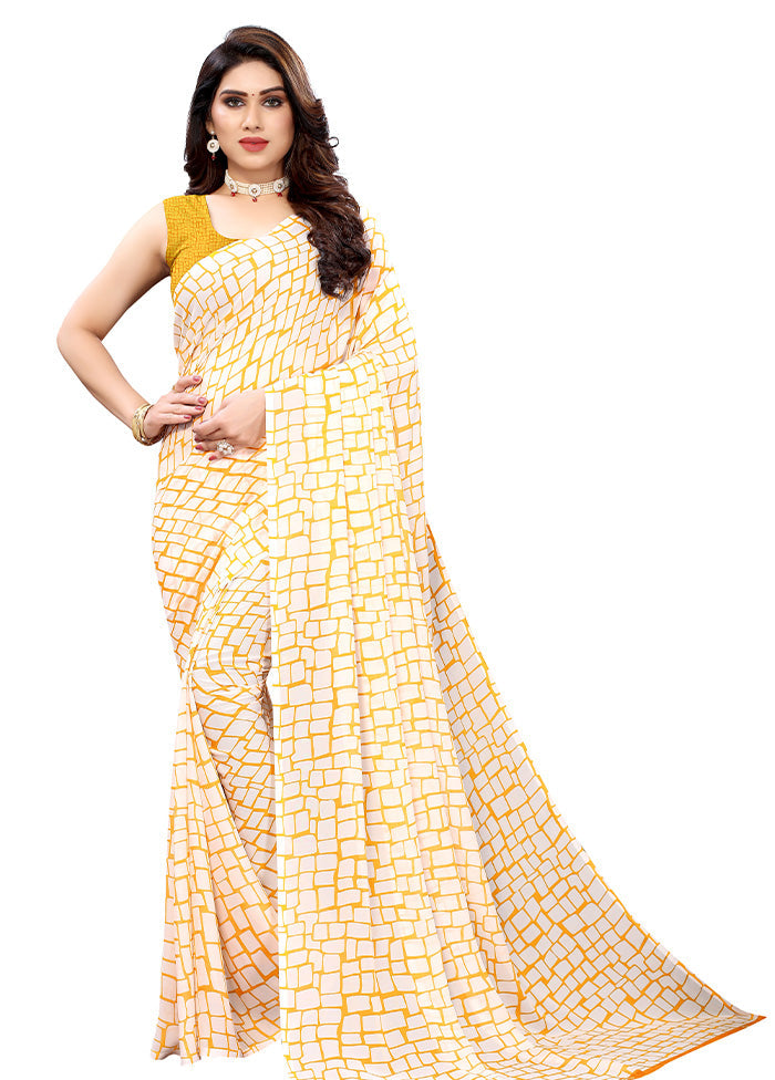 Yellow Georgette Saree With Blouse Piece - Indian Silk House Agencies