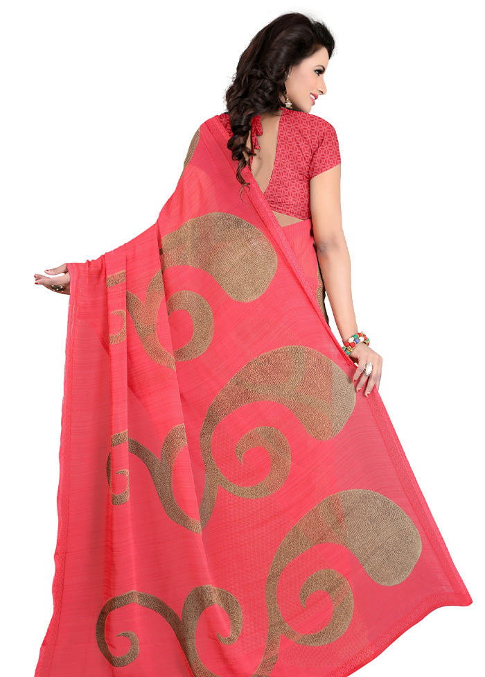 Red Georgette Saree With Blouse Piece - Indian Silk House Agencies