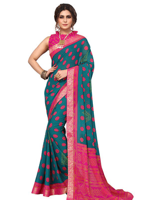 Rama Georgette Saree With Blouse Piece - Indian Silk House Agencies