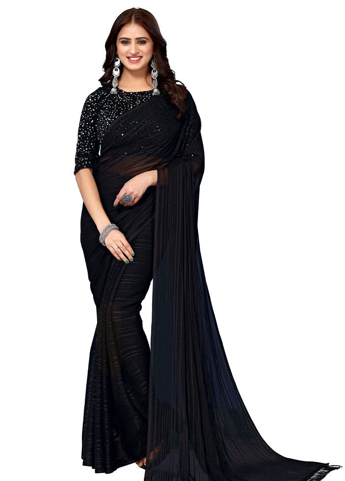 Black Georgette Saree With Blouse Piece - Indian Silk House Agencies