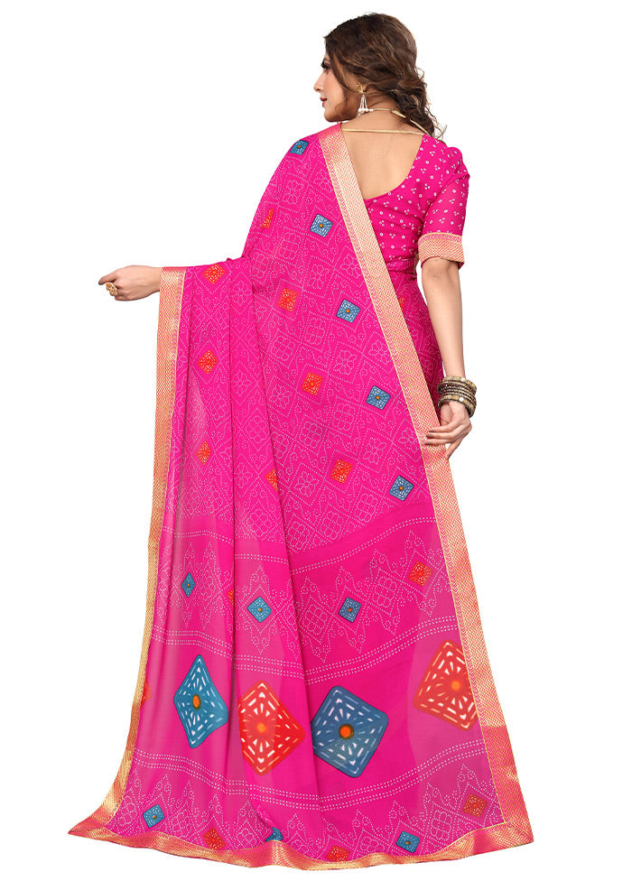 Pink Georgette Saree With Blouse Piece - Indian Silk House Agencies