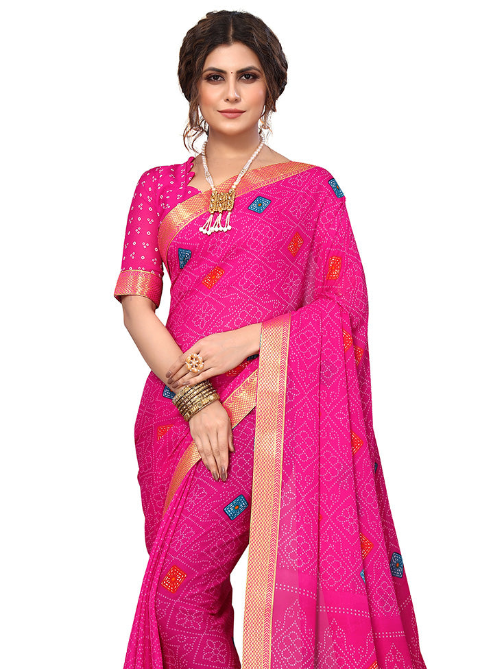 Pink Georgette Saree With Blouse Piece - Indian Silk House Agencies