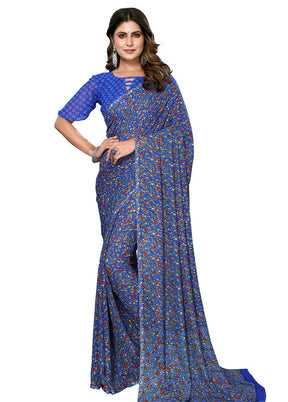 Blue Spun Silk Saree With Blouse Piece - Indian Silk House Agencies