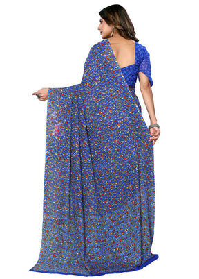 Blue Spun Silk Saree With Blouse Piece - Indian Silk House Agencies