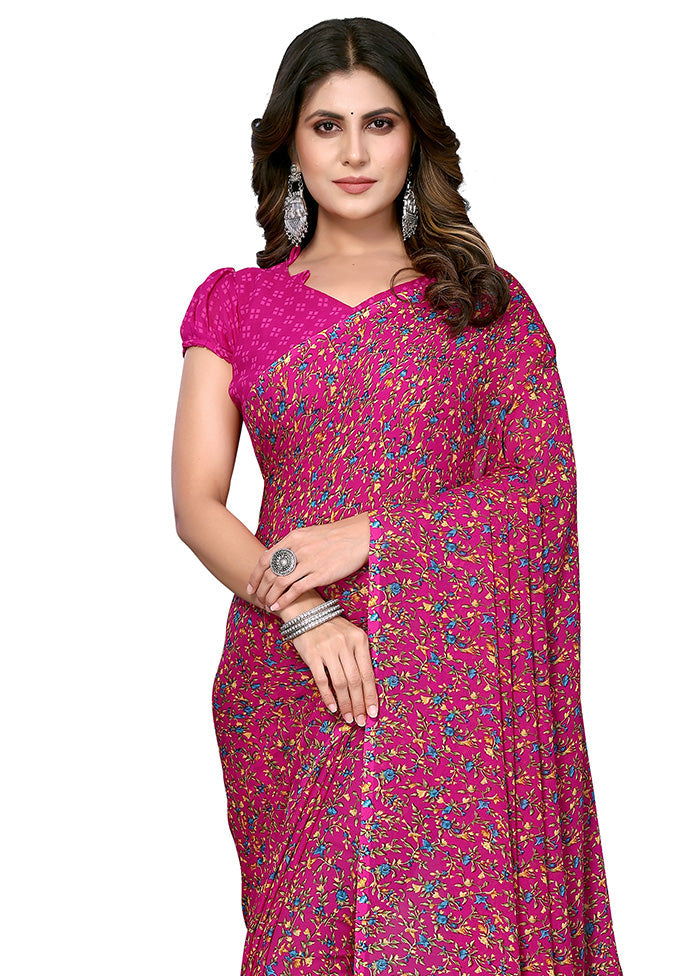 Pink Spun Silk Saree With Blouse Piece - Indian Silk House Agencies