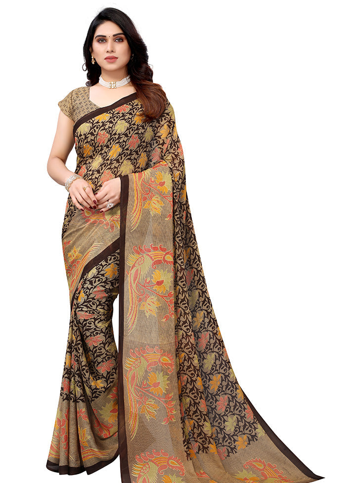 Brown Spun Silk Saree With Blouse Piece - Indian Silk House Agencies