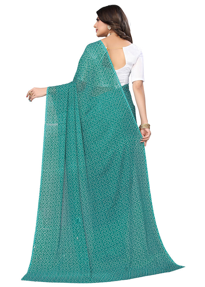 Green Georgette Saree With Blouse Piece - Indian Silk House Agencies