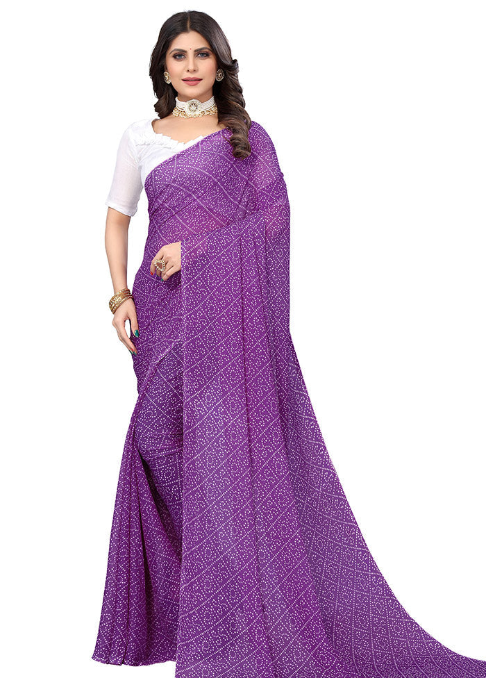 Purple Georgette Saree With Blouse Piece - Indian Silk House Agencies