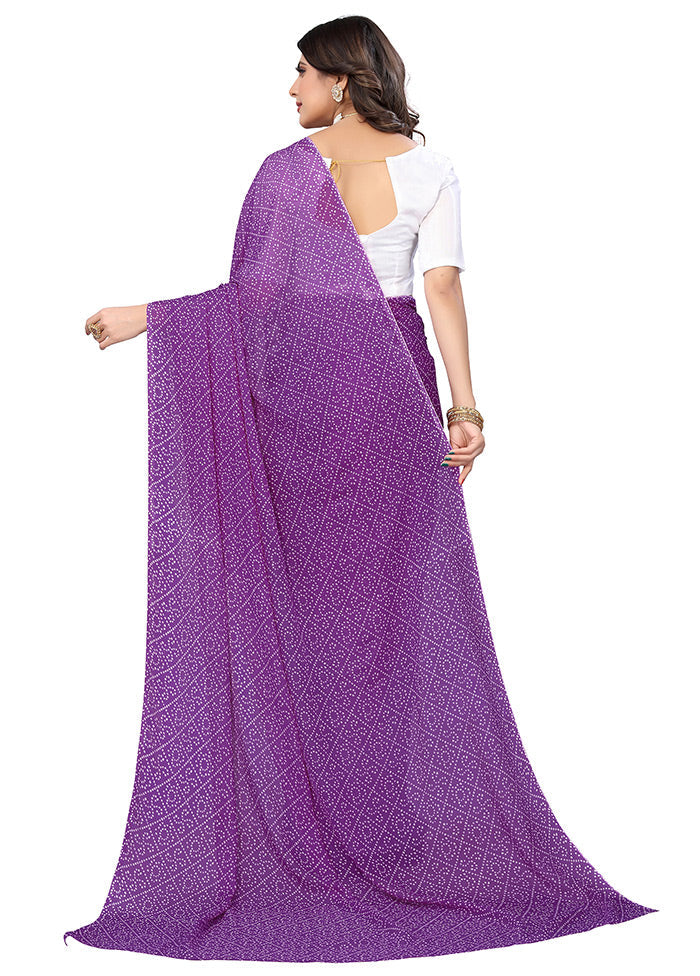 Purple Georgette Saree With Blouse Piece - Indian Silk House Agencies