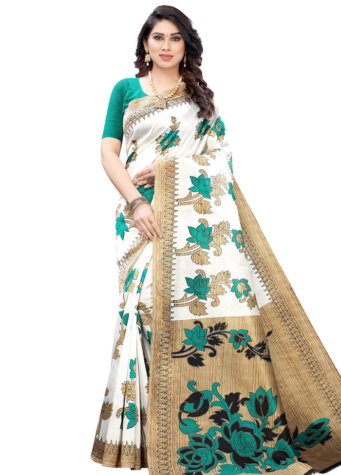 White Spun Silk Woven Saree With Blouse Piece - Indian Silk House Agencies