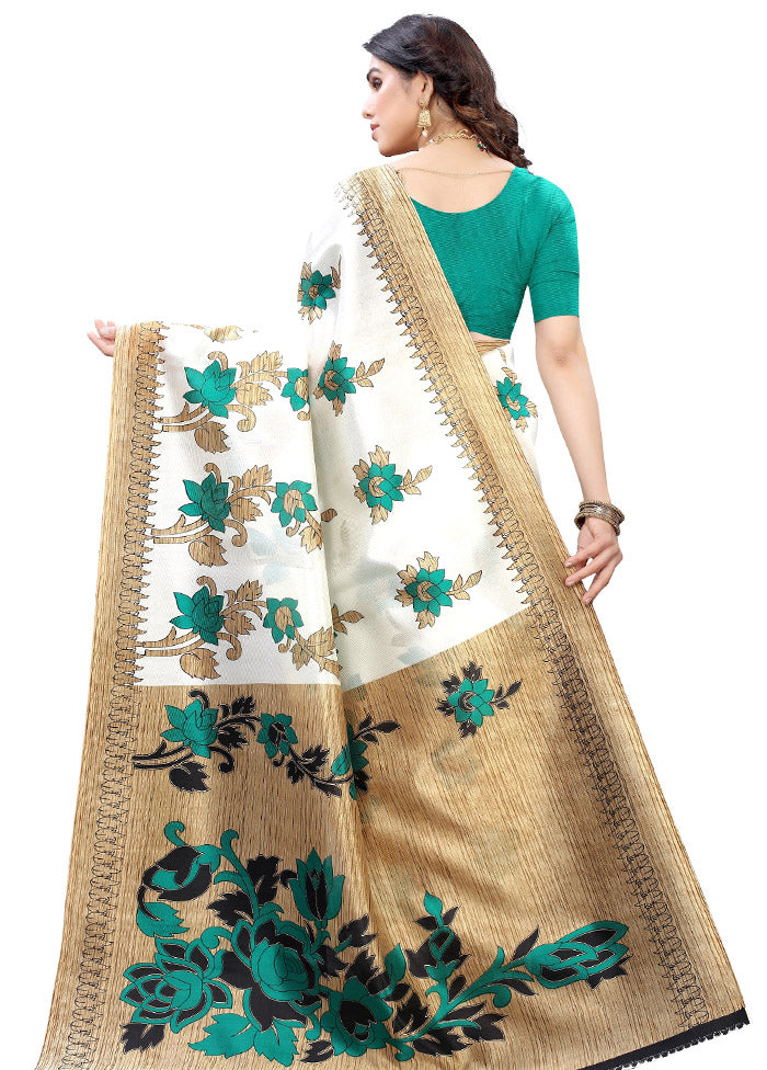 White Spun Silk Woven Saree With Blouse Piece - Indian Silk House Agencies