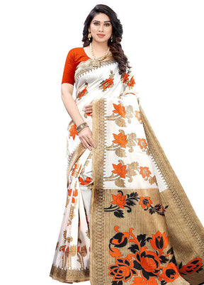 Orange Spun Silk Woven Saree With Blouse Piece - Indian Silk House Agencies