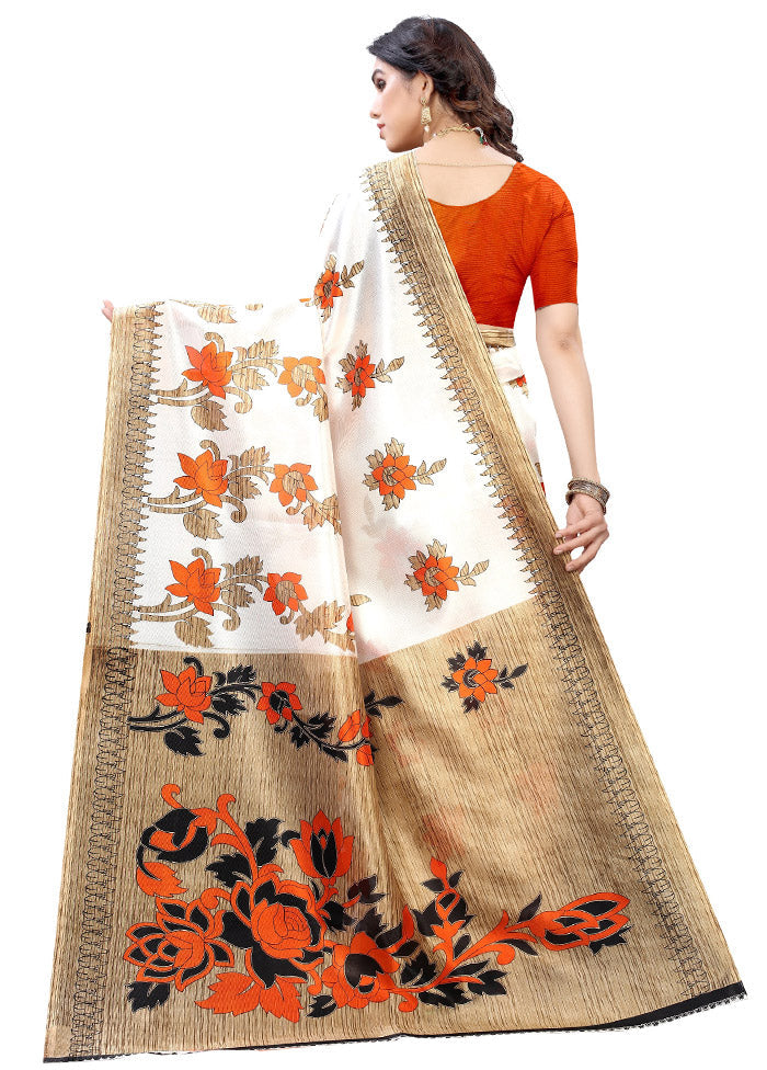 Orange Spun Silk Woven Saree With Blouse Piece - Indian Silk House Agencies