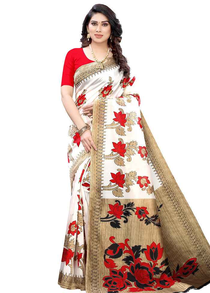 Red Spun Silk Woven Saree With Blouse Piece - Indian Silk House Agencies