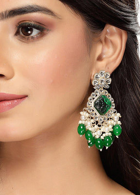 Green Alloy Glossy Earrings