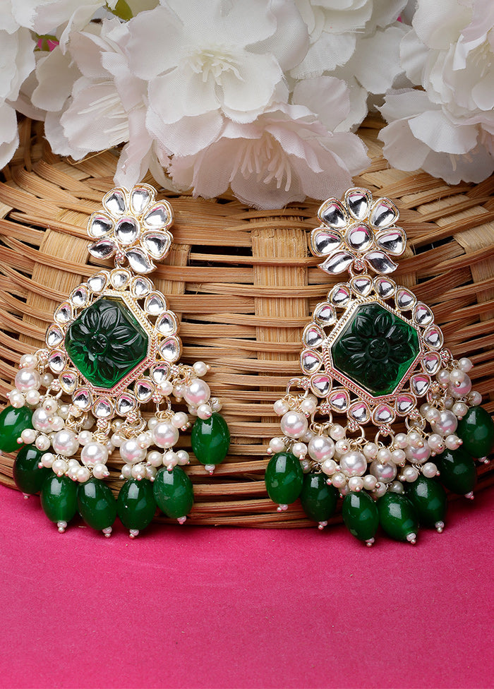 Green Alloy Glossy Earrings