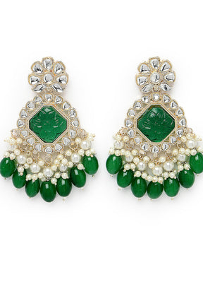 Green Alloy Glossy Earrings