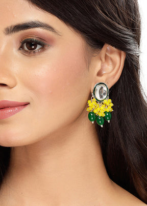 Green Alloy Glossy Earrings